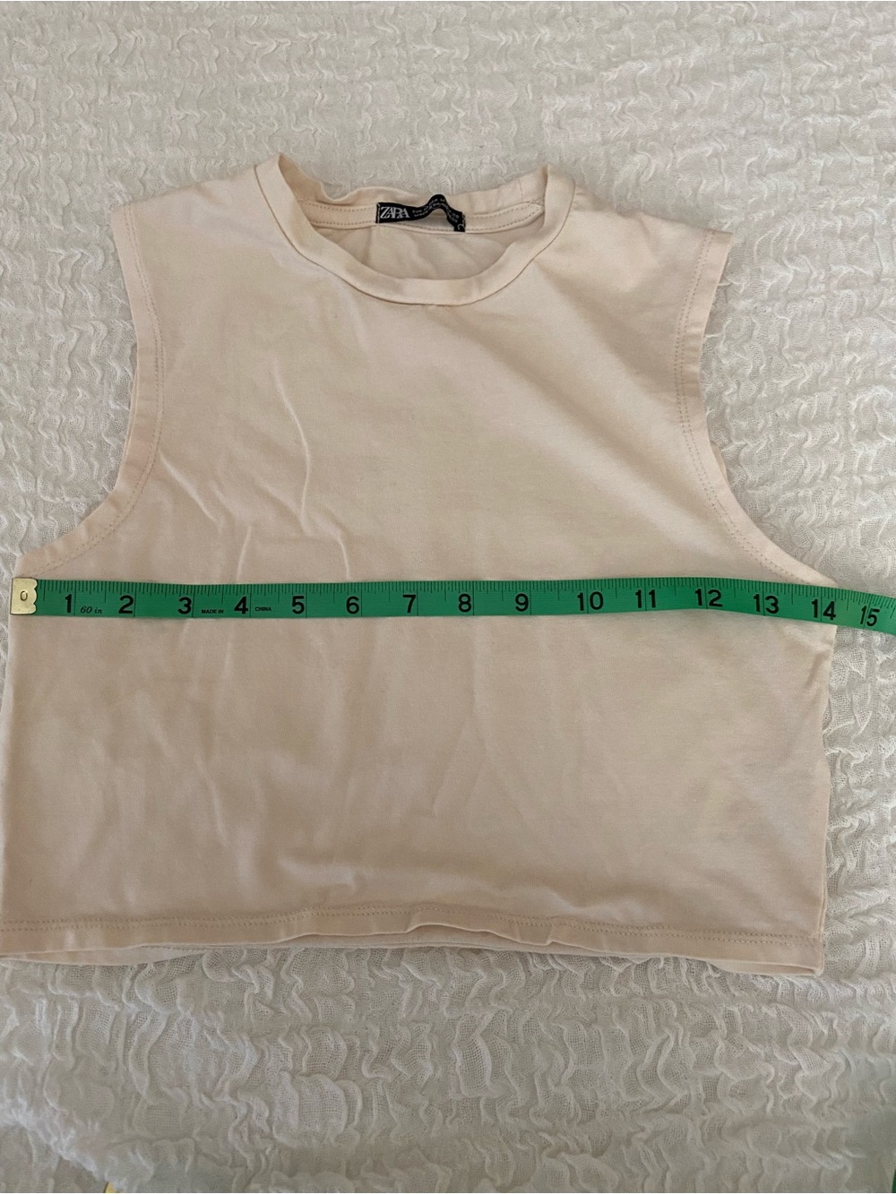 ZARA CREAM CROP TANK SIZE MEDIUM - Picture 6 of 7